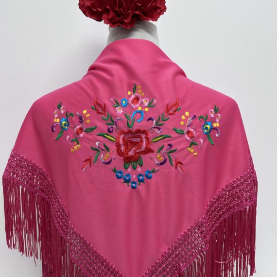  Mantoncillo Para Niñas Con Flores de Colores Fucsia.