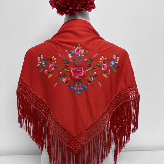 Mantoncillo Para Niñas Con Flores de Colores Rojo.