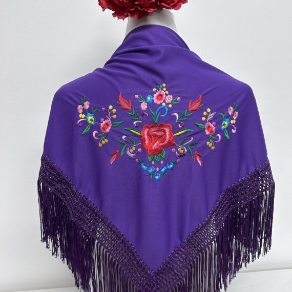 Mantoncillo Para Niñas Con Flores de Colores Morado