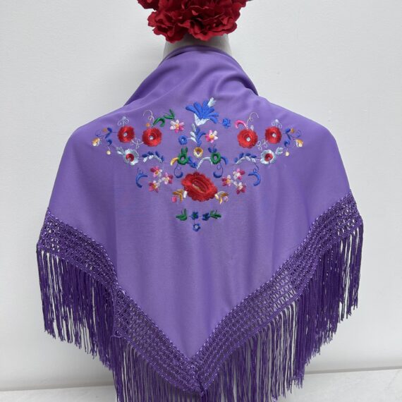 Mantoncillo Para Niñas Con Flores de Colores Malva.