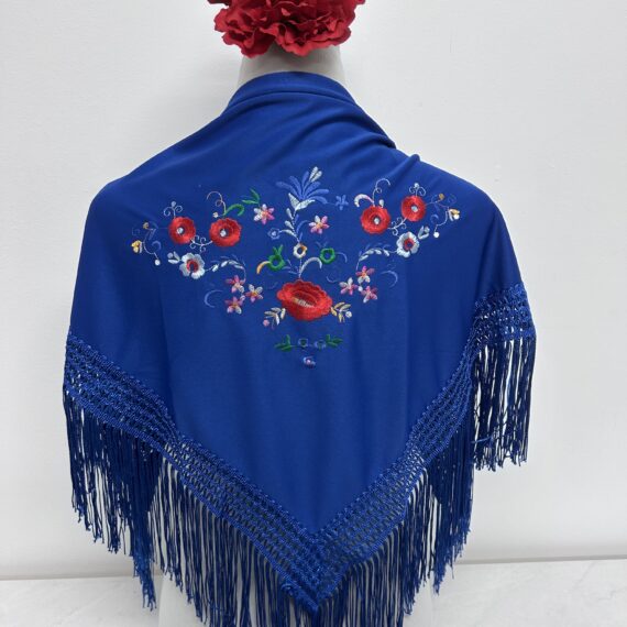 Mantoncillo Para Niñas Con Flores de Colores Azulina.