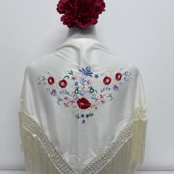  Mantoncillo Para Niñas Con Flores de Colores Beige.