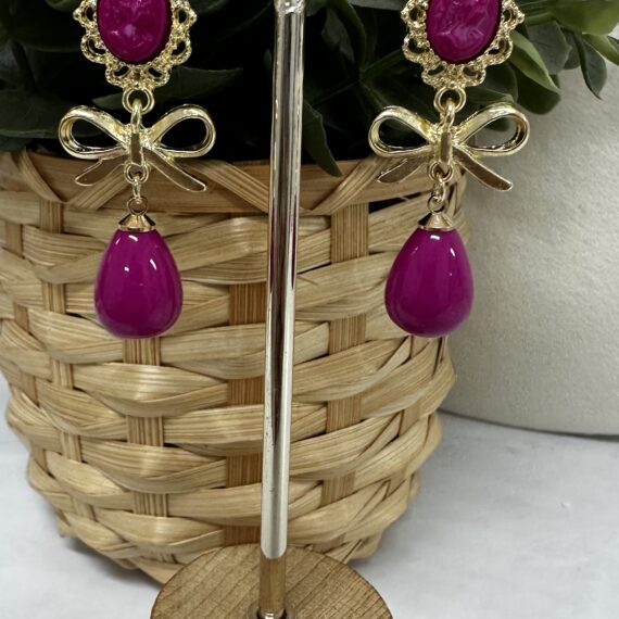 Pendientes lazo camafeo buganvilla.