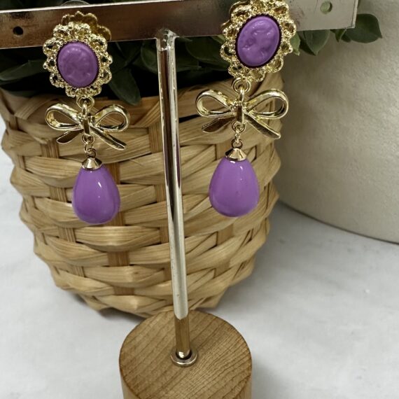 Pendientes lazo camafeo malva.