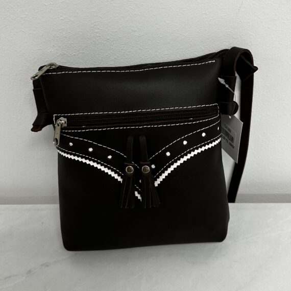  Bolso De Bandolera Borlón Marrón Oscuro.